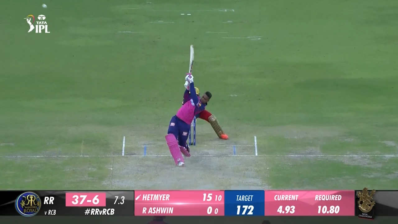 M60: RR vs RCB – Shimron Hetmyer Six background