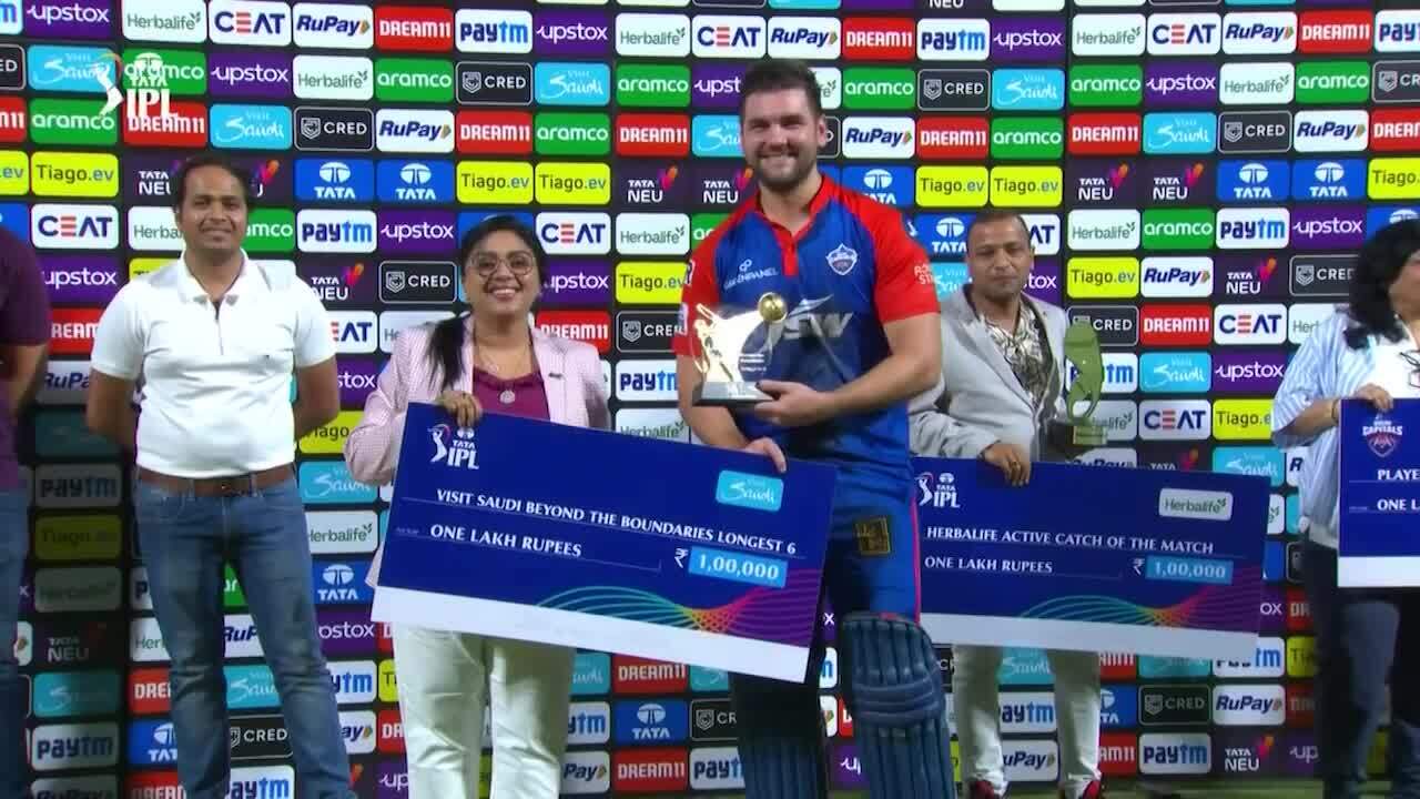 M50: DC vs RCB – Visit Saudi Beyond the Boundaries Longest 6 of the Match – Rilee Rossouw backdrop