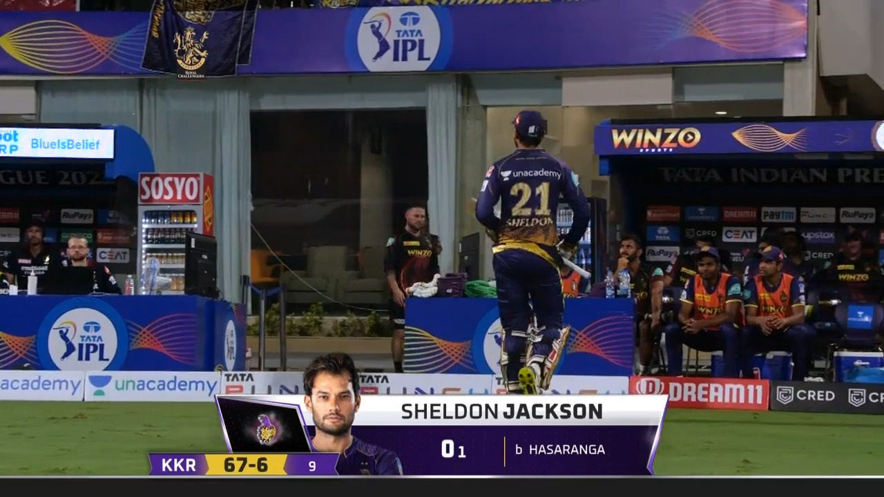 M06: RCB vs KKR – Sheldon Jackson Wicket background