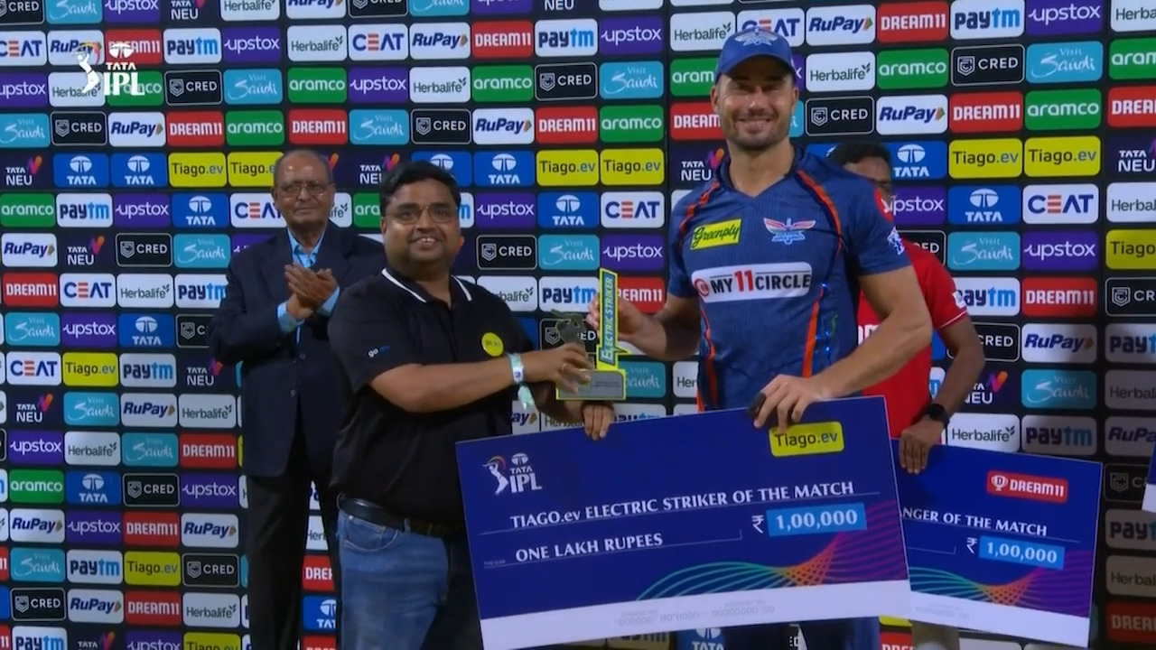 M63: LSG vs MI – TIAGO.ev Electric Striker of the Match – Marcus Stoinis