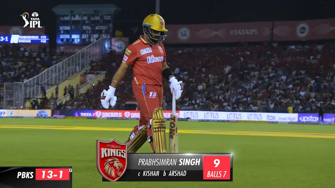 M46: PBKS vs MI – Prabhsimran Singh Wicket