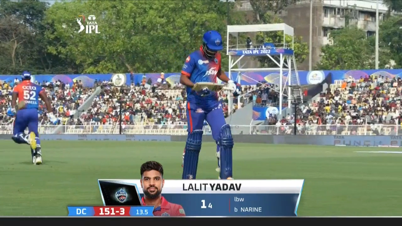 M19: KKR vs DC – Lalit Yadav Wicket
