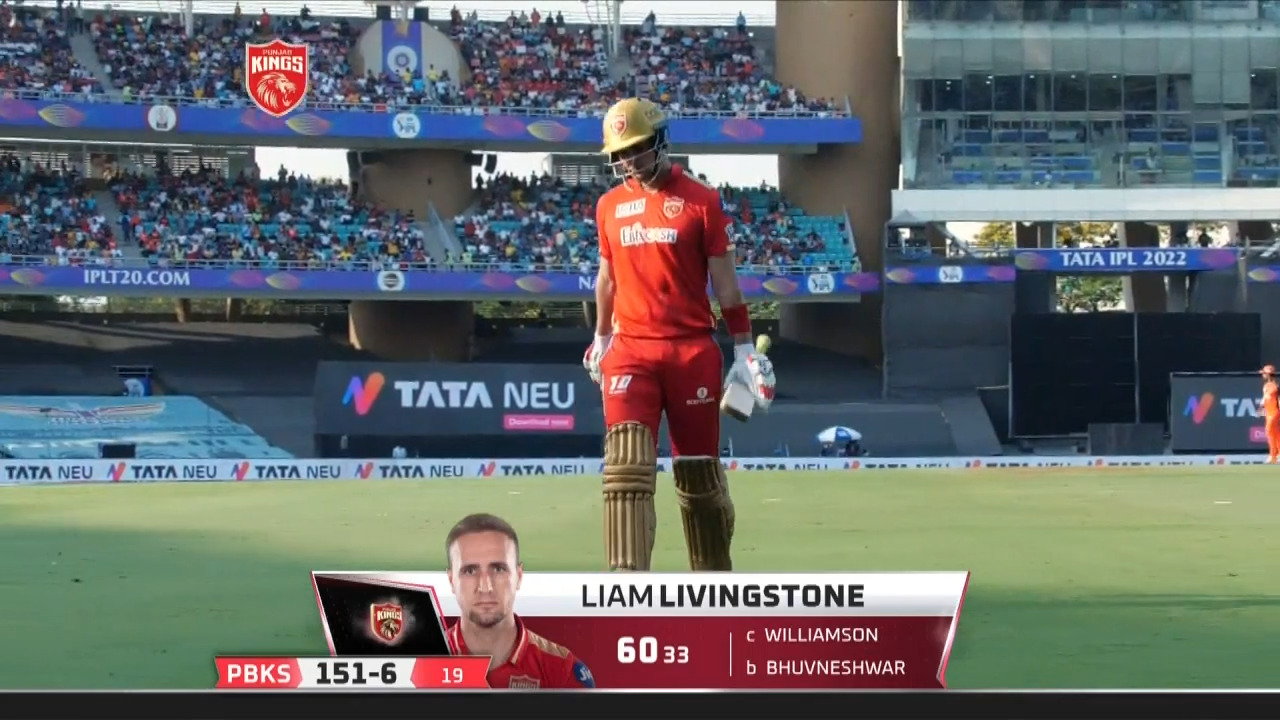 M28: PBKS vs SRH – Liam Livingstone Wicket background