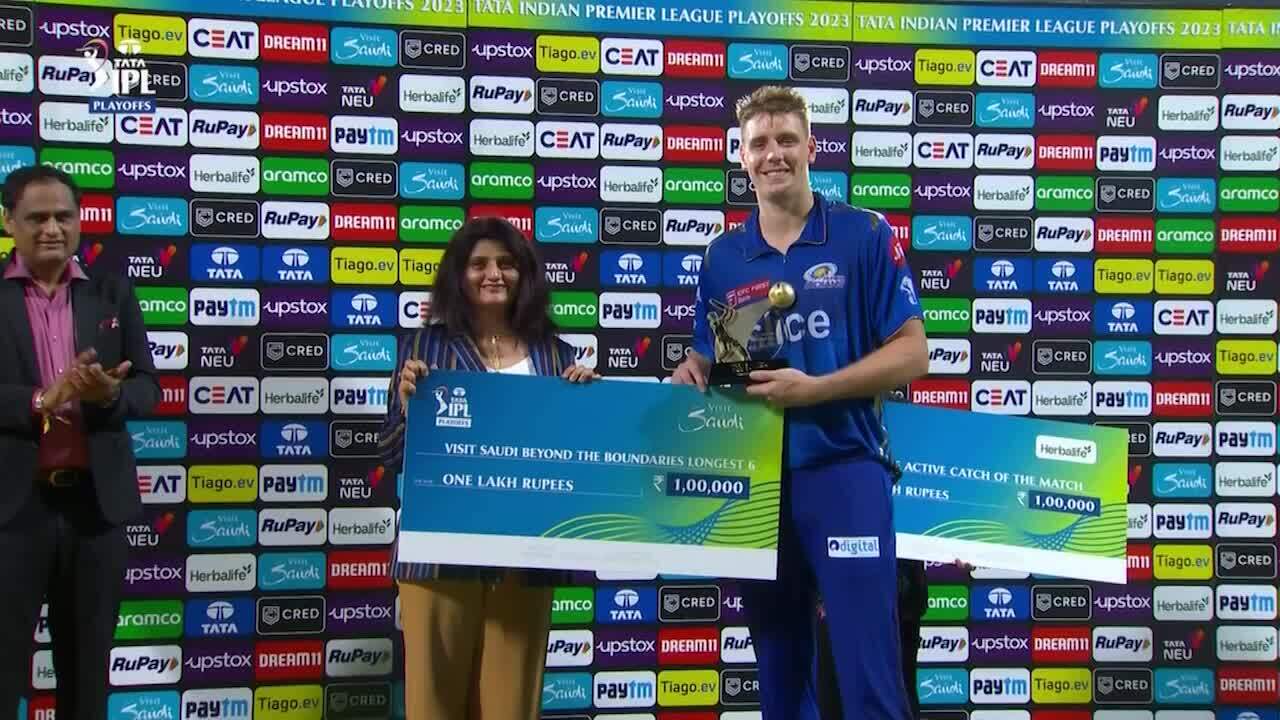 Eliminator: LSG vs MI – Visit Saudi Beyond the Boundaries Longest 6 of the Match – Cameron Green background