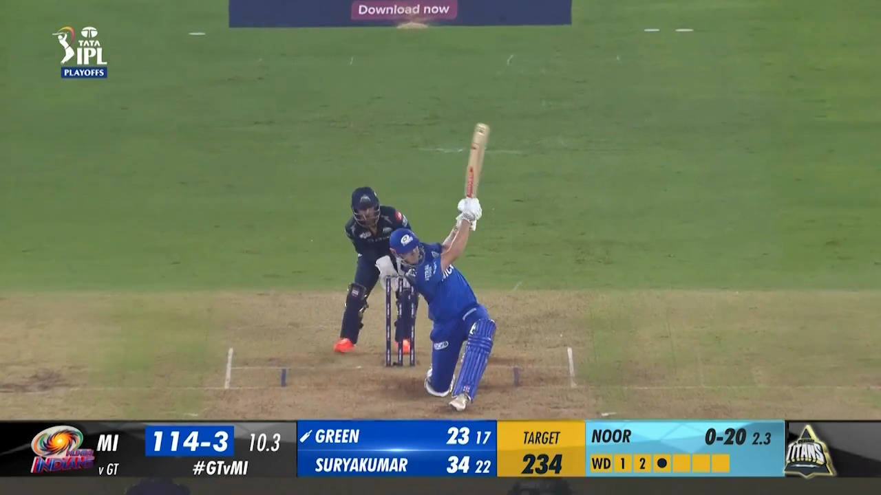 Q2: GT vs MI – Cameron Green Six background