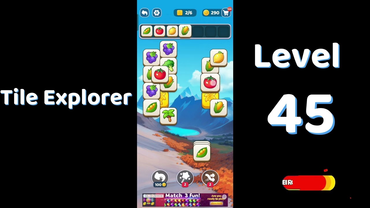 🎮 Tile Explorer Level 45 Walkthrough | Triple Match | Go Answer 🧩✨ background