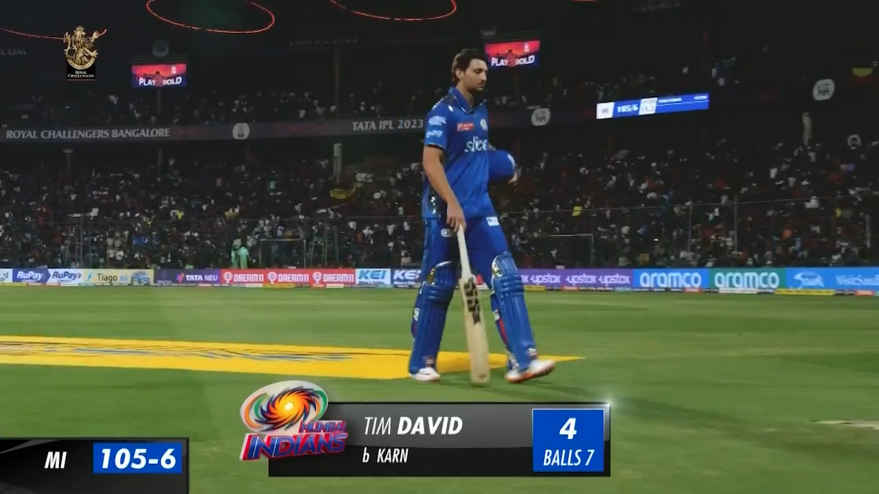 M05: RCB vs MI – Tim David Wicket background