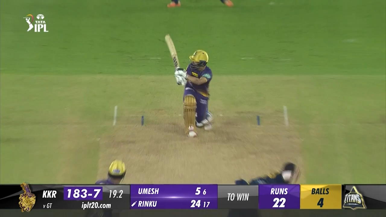 M13: GT vs KKR – Rinku Singh Six background