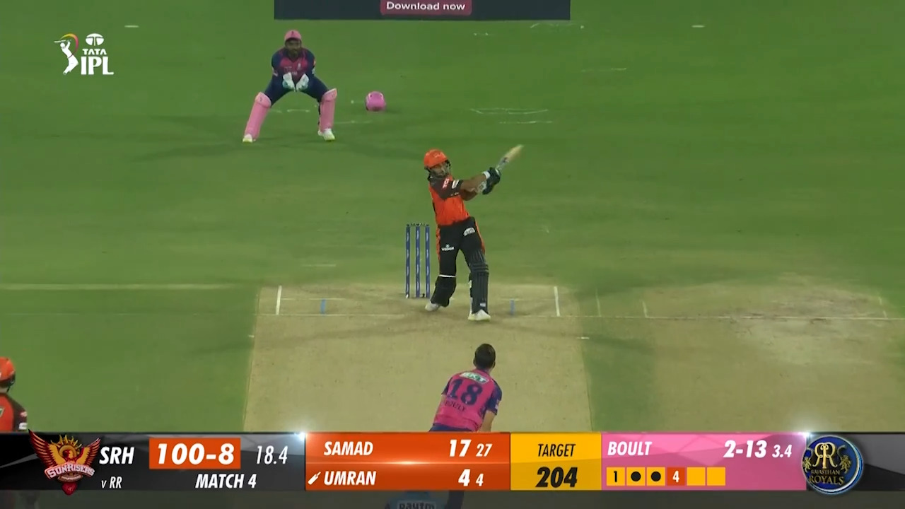 M04: SRH vs RR – Umran Malik Six background