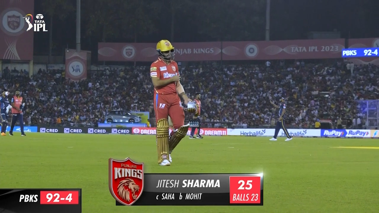 M18: PBKS vs GT – Jitesh Sharma Wicket