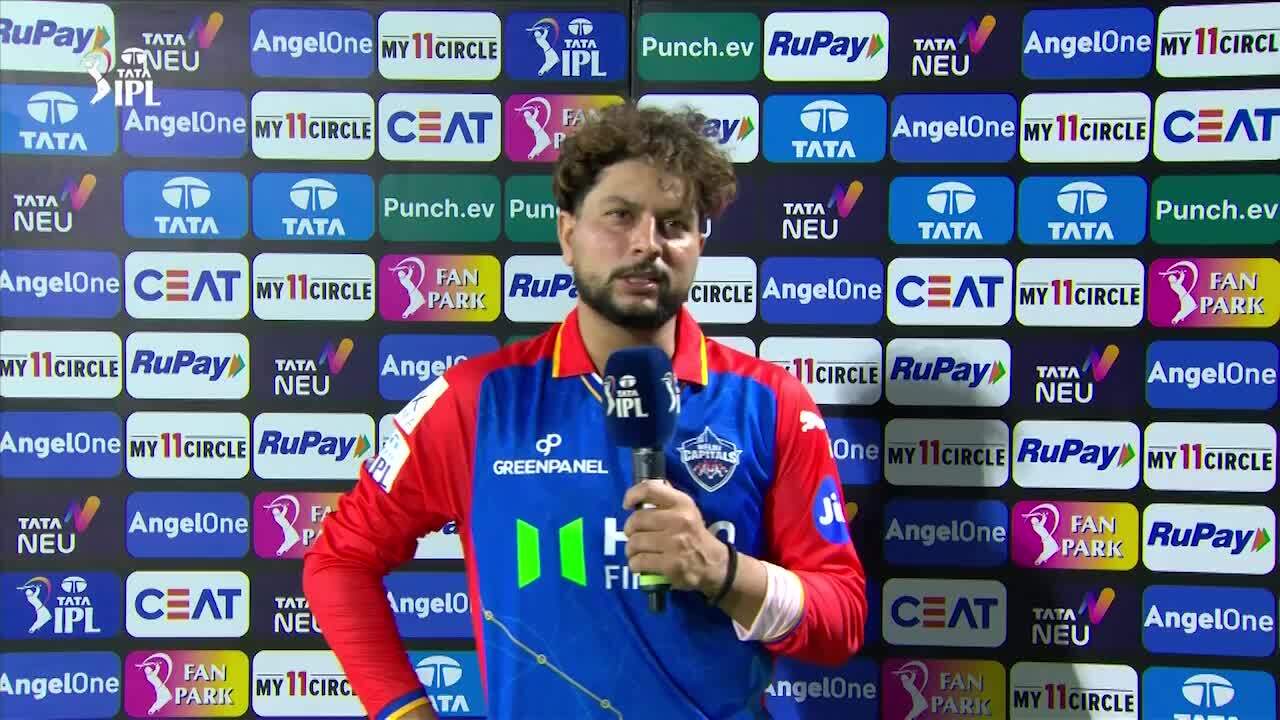 M64: DC vs LSG – Kuldeep Yadav Interview background