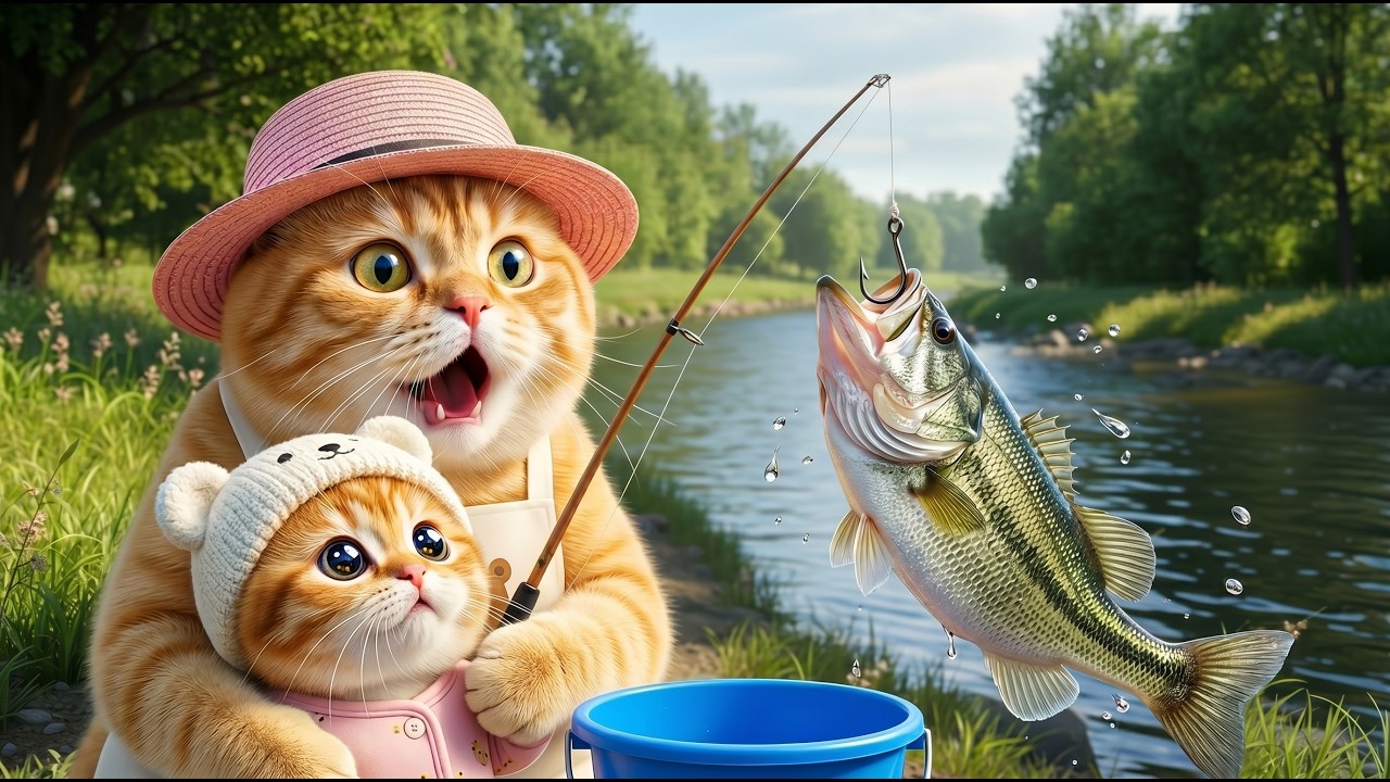 Ginger Kitten Goes Fishing With Mama Cat ๐ฃ Funny Cat Videos