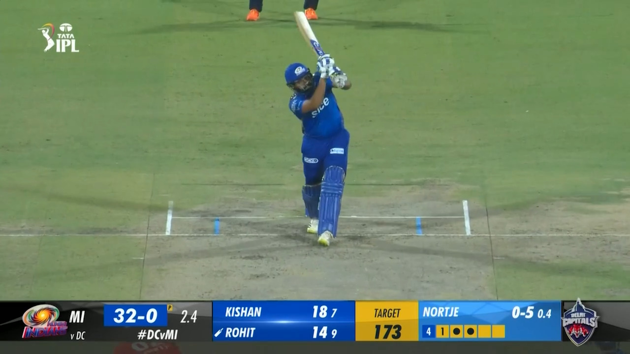 M16: DC vs MI – Rohit Sharma Six