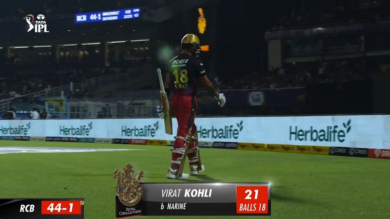 M09: KKR vs RCB – Virat Kohli Wicket