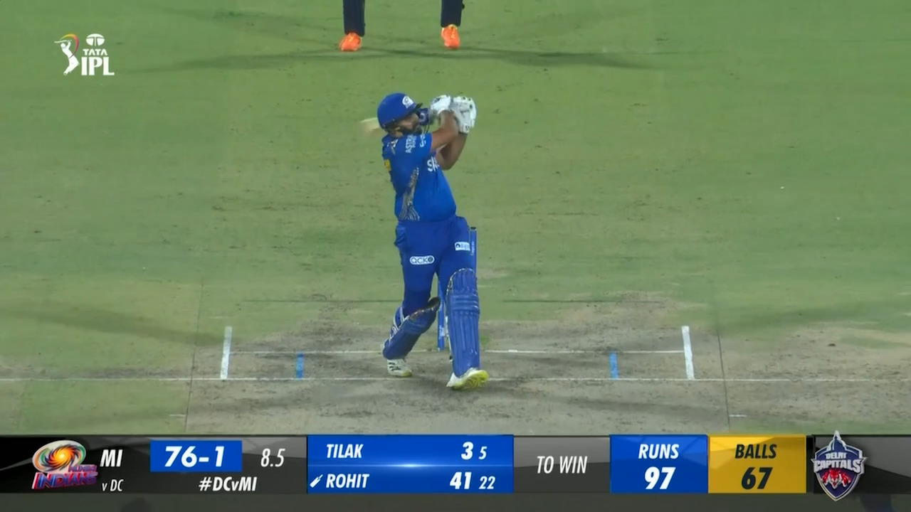 M16: DC vs MI – Rohit Sharma Six
