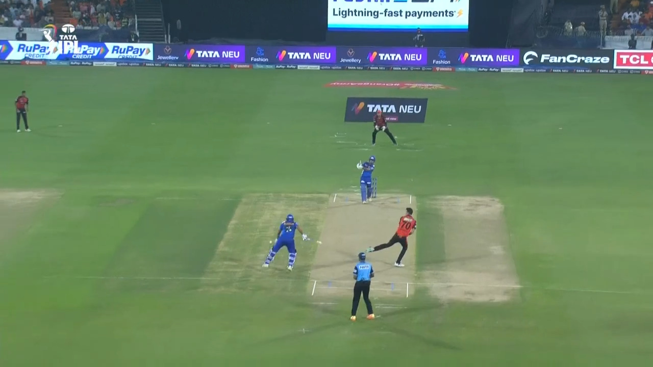 Ouch! Kishan smacks one straight to Rohit at non-striker's end