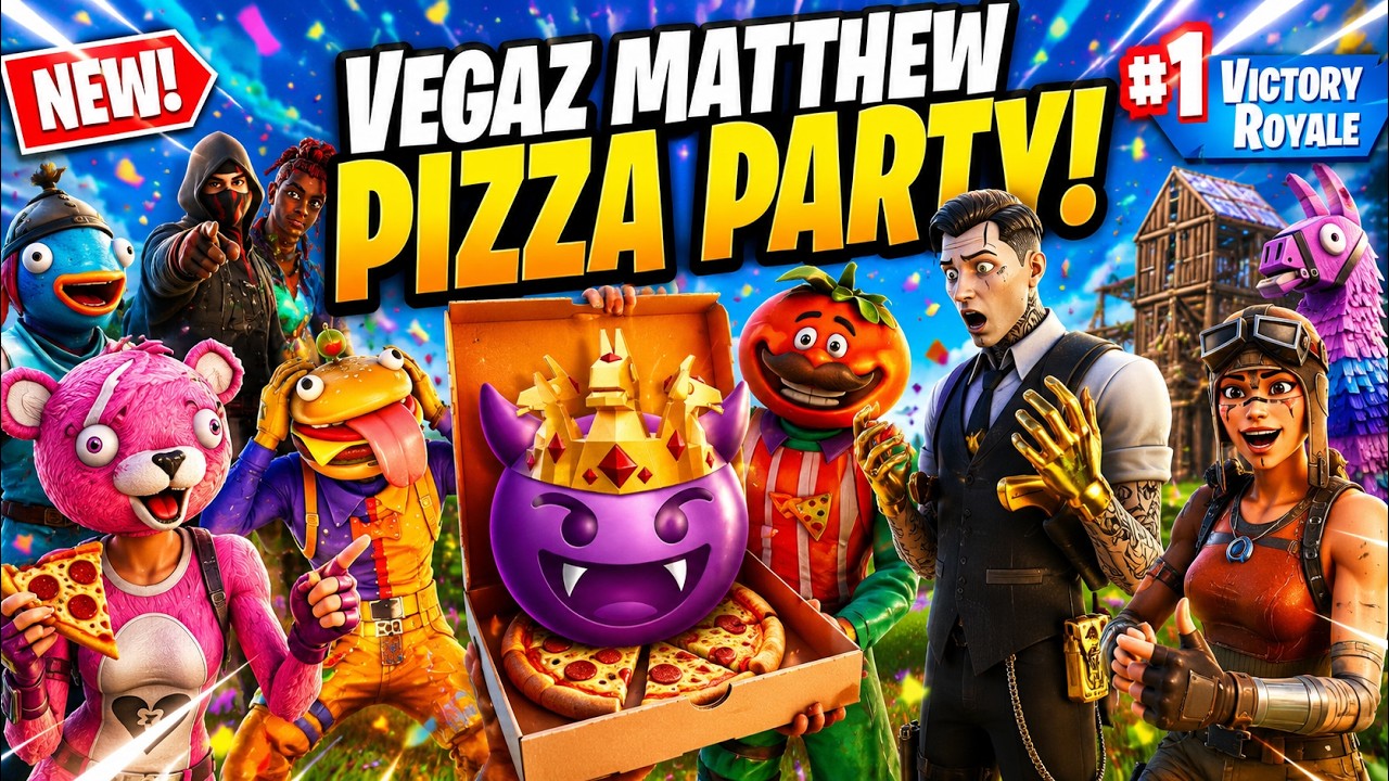 😈VEGAZ MATTHEW - PIZZA PARTY! 🍕👑 (FORTNITE MONTAGE + V BUCK GIVEAWAY😛) background