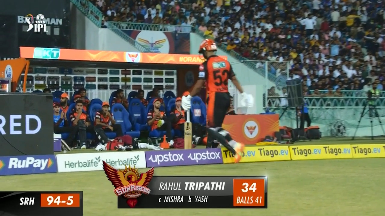 M10: LSG vs SRH – Rahul Tripathi Wicket background