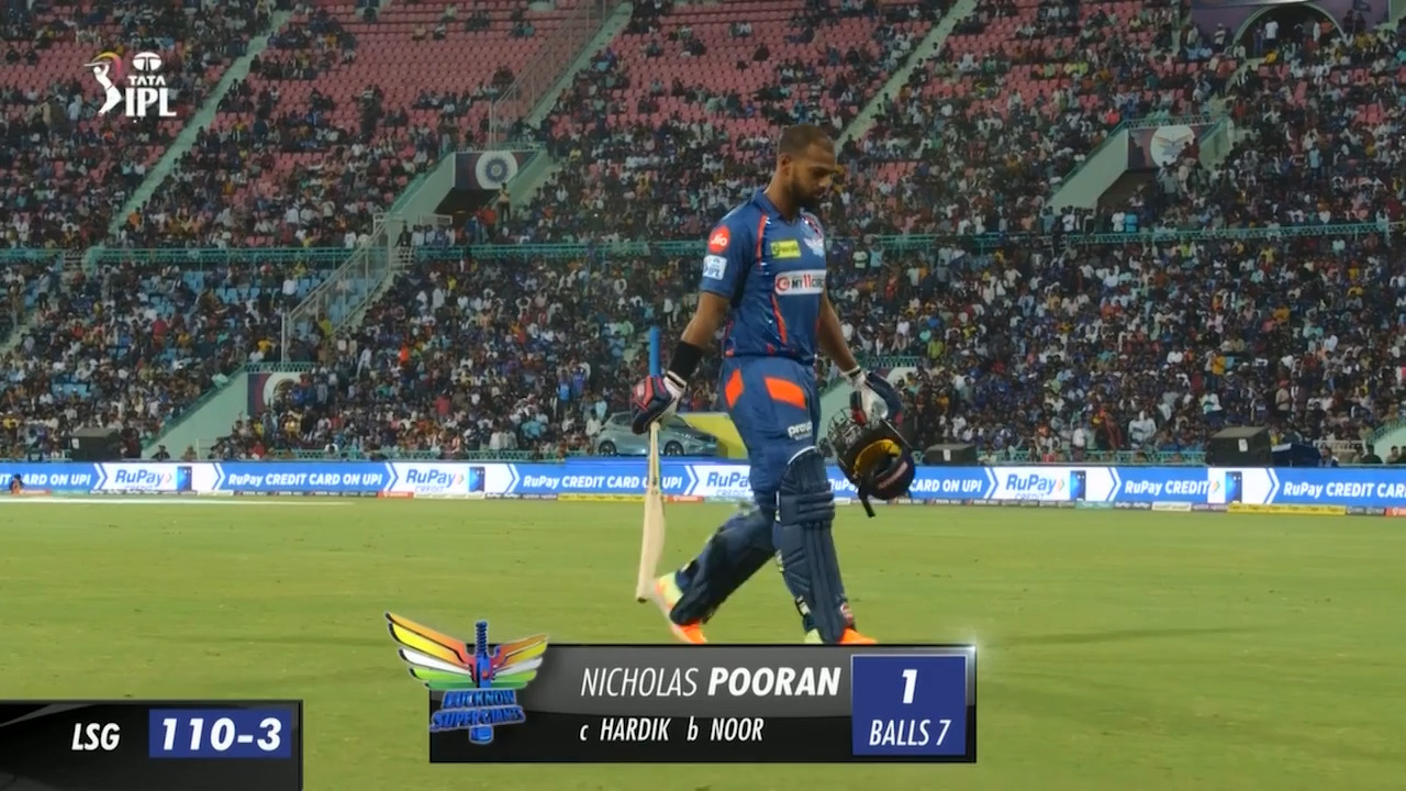 M30: LSG vs GT – Nicholas Pooran Wicket