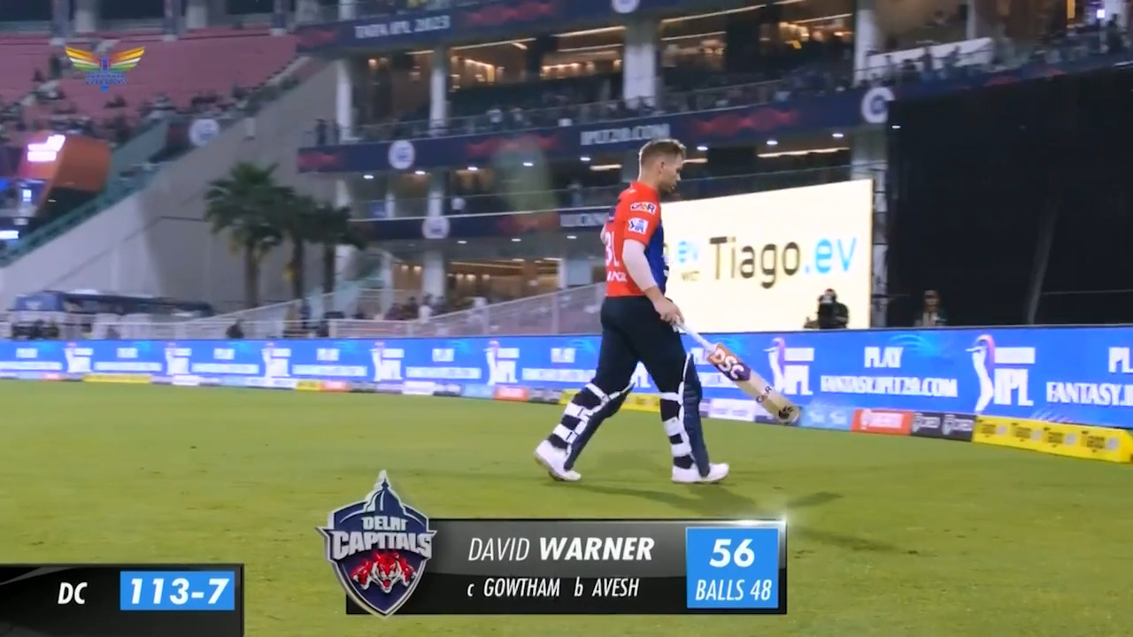 M03: LSG vs DC – David Warner Wicket background