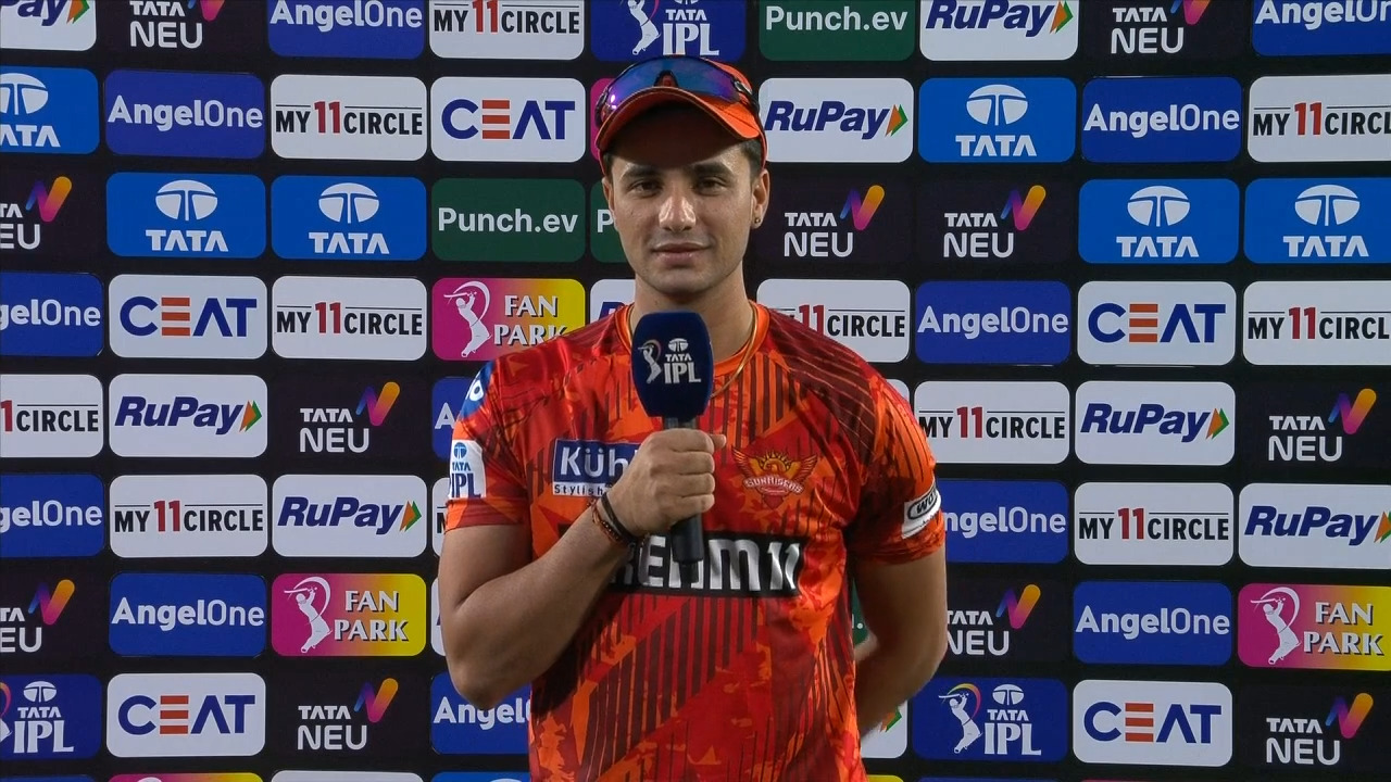 M57: SRH vs LSG – Abhishek Sharma Interview background
