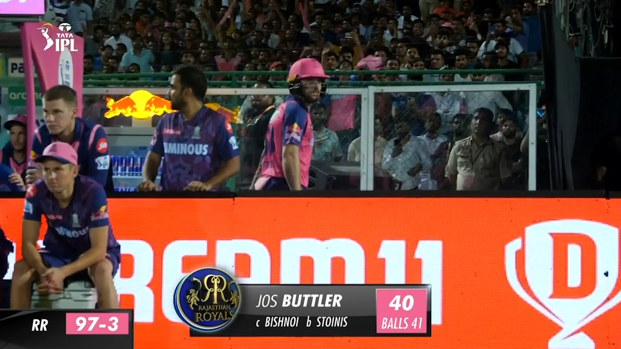 M26: RR vs LSG – Jos Buttler Wicket