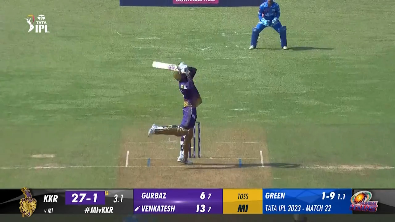 M22: MI vs KKR – Venkatesh Iyer Six background