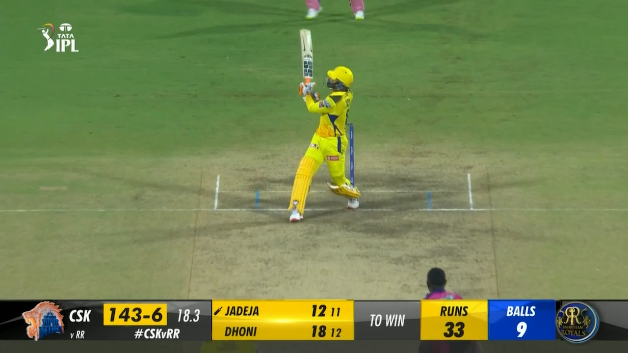 M17: CSK vs RR – Ravindra Jadeja Six background