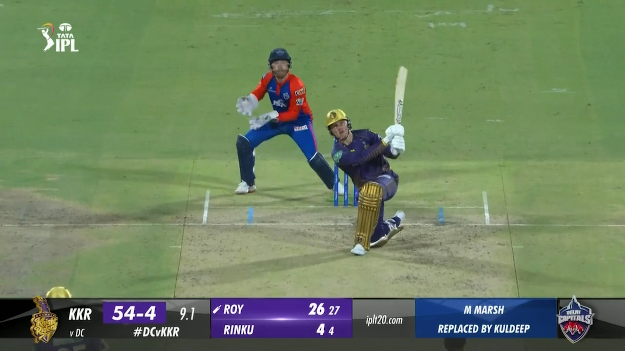 M28: DC vs KKR – Jason Roy Six background