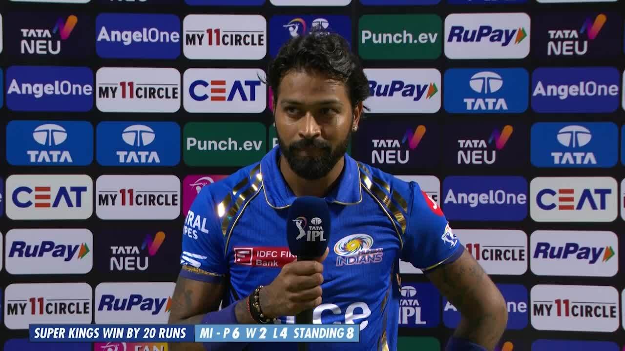 M29: MI vs CSK – Hardik Pandya Interview background