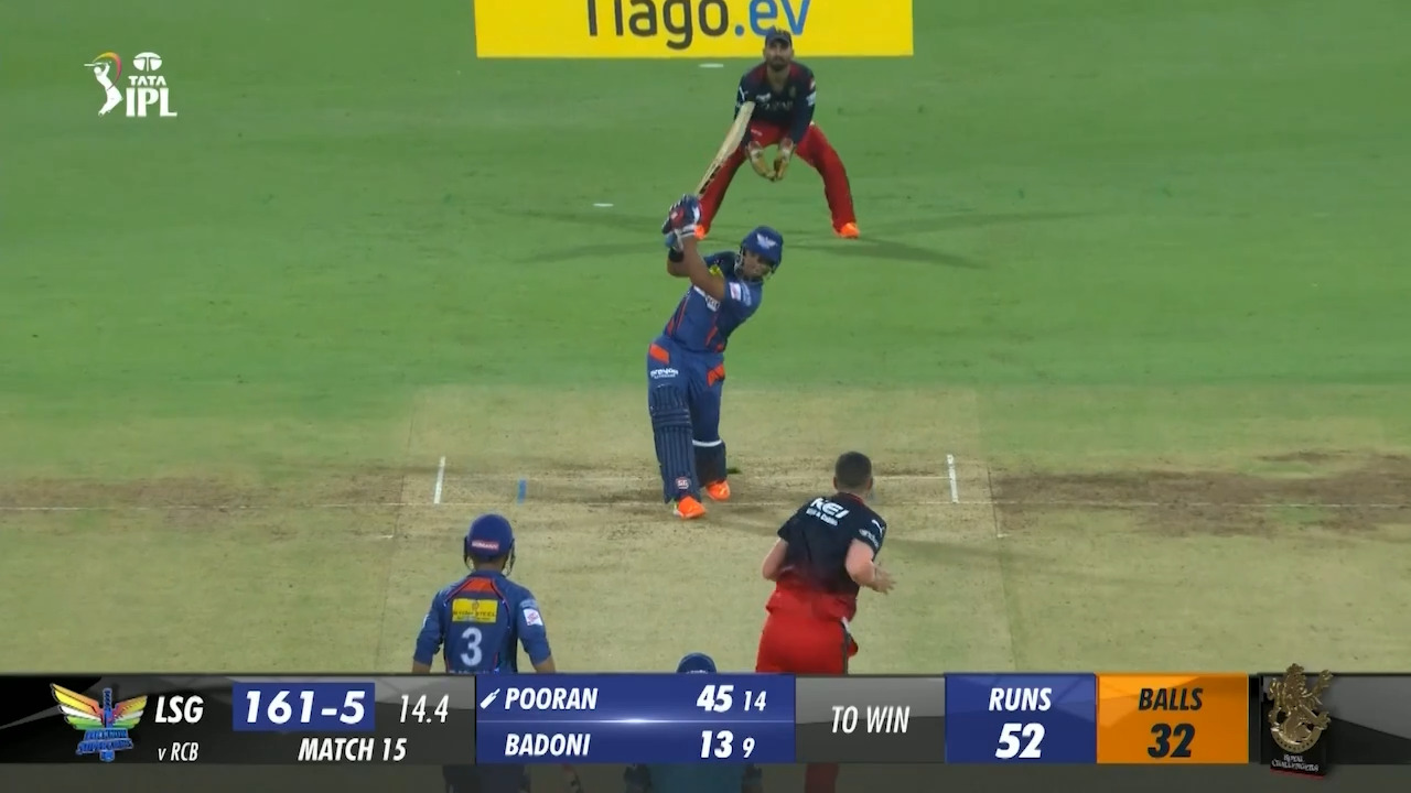 M15: RCB vs LSG – Nicholas Pooran Six