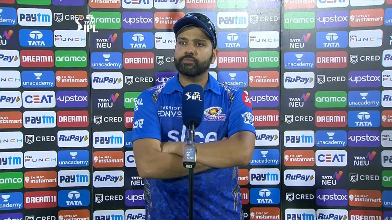 M02: DC vs MI – Rohit Sharma Interview background