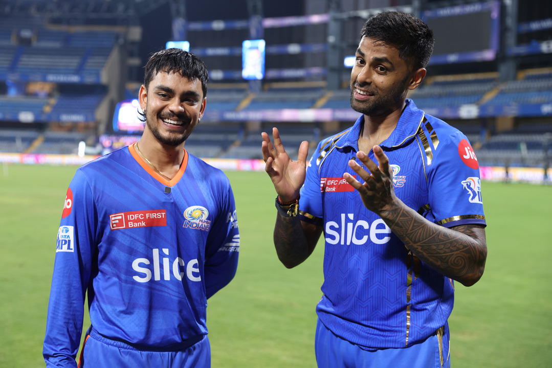 Celebrating MI's 50th win at Wankhede with Ishan Kishan & Suryakumar Yadav