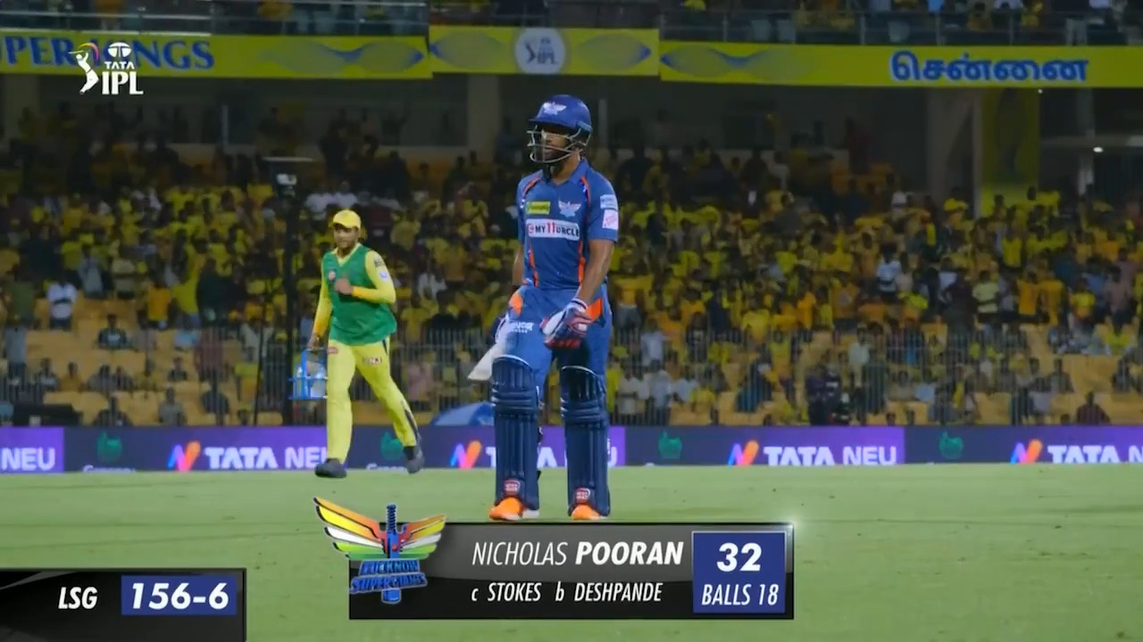 M06: CSK vs LSG – Nicholas Pooran Wicket background
