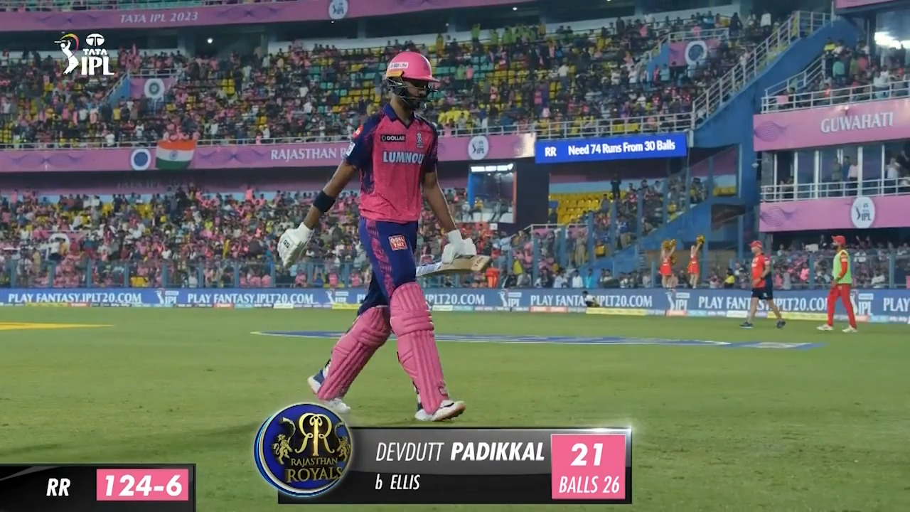 M08: RR vs PBKS – Devdutt Padikkal Wicket