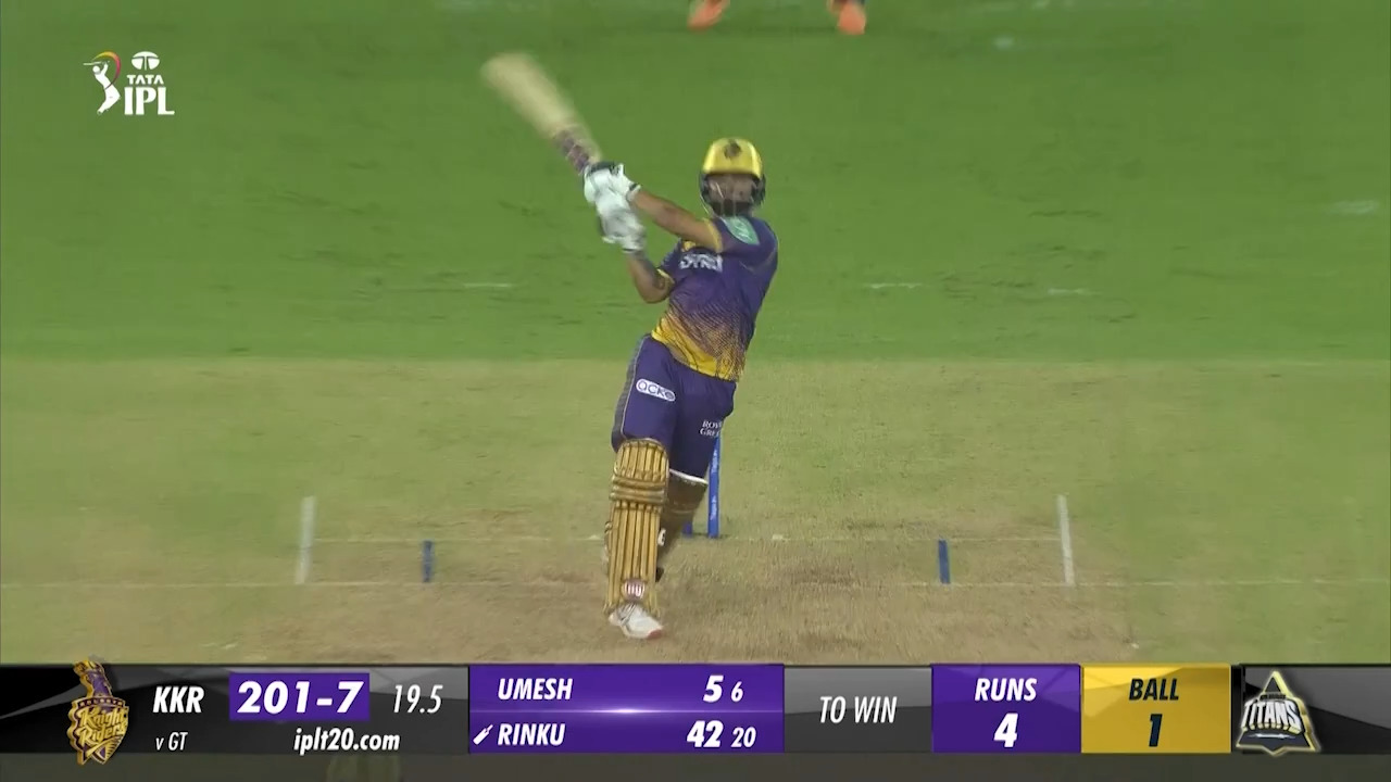 M13: GT vs KKR – Rinku Singh Six background