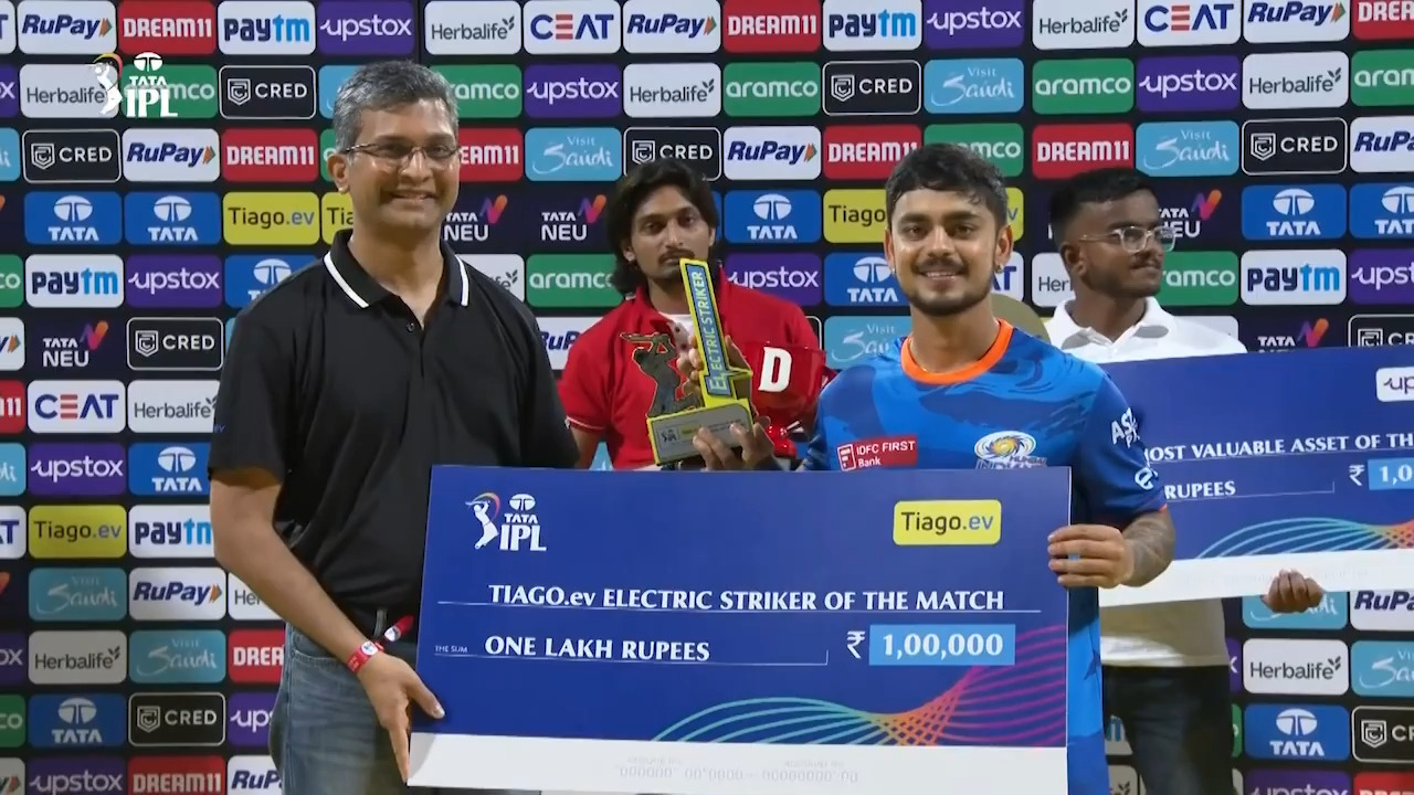 M22: MI vs KKR – TIAGO.ev Electric Striker of the Match – Ishan Kishan