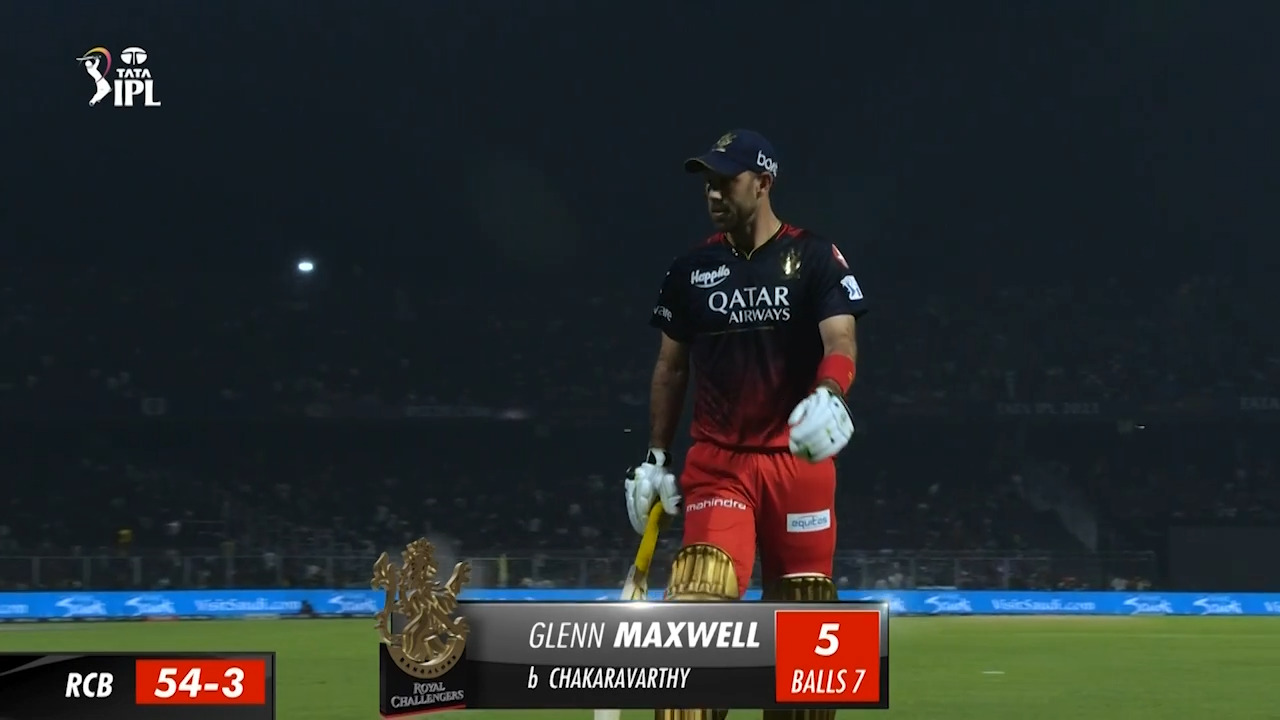 M09: KKR vs RCB – Glenn Maxwell Wicket