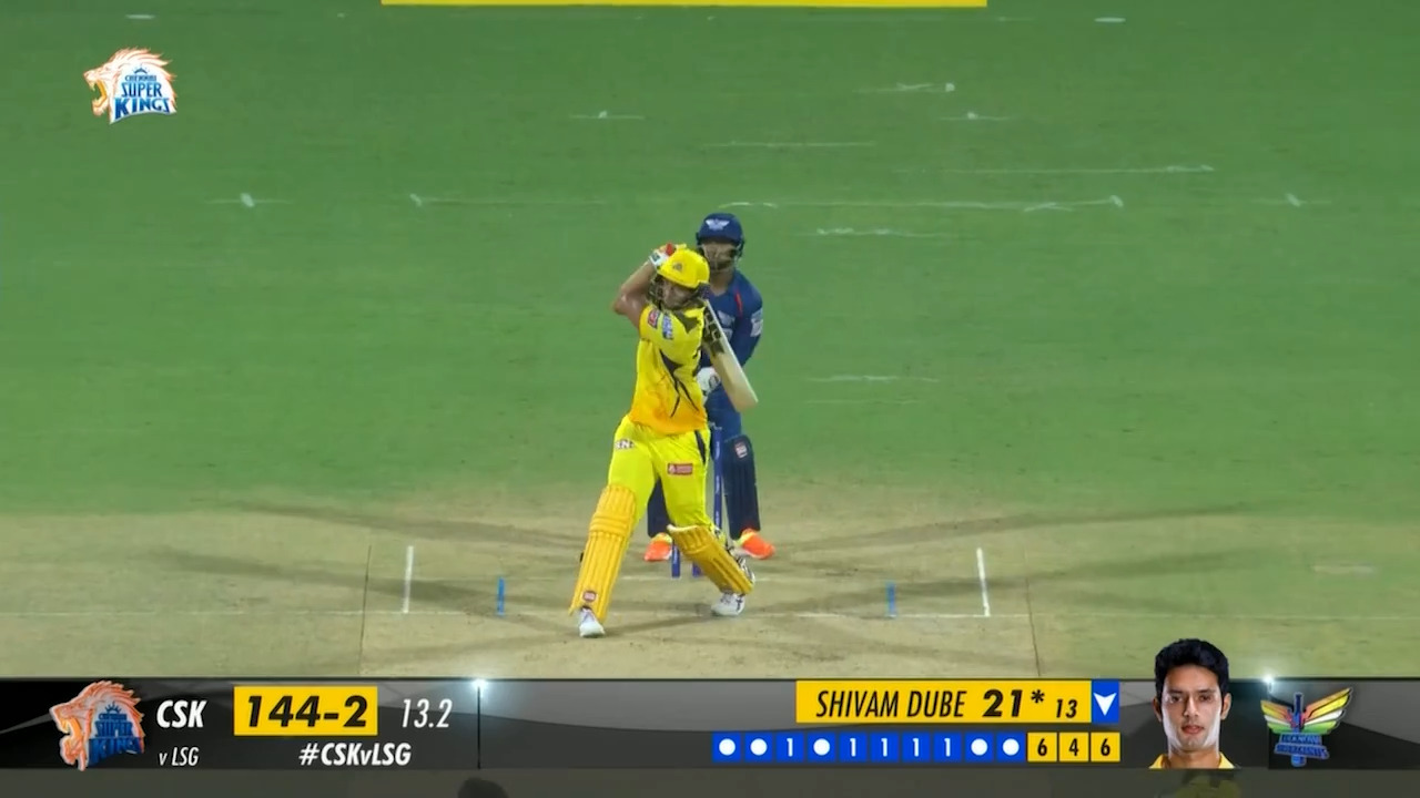 M06: CSK vs LSG – Shivam Dube Six