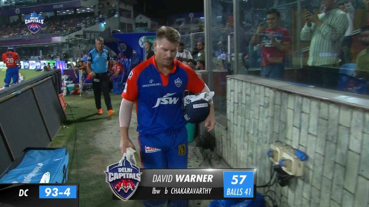 M28: DC vs KKR – David Warner Wicket
