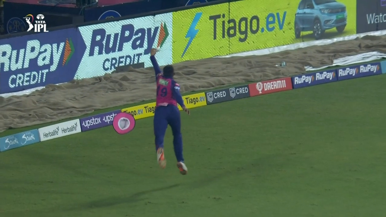 Tremendous stop: Yashasvi Jaiswal makes an athletic save on the boundary line