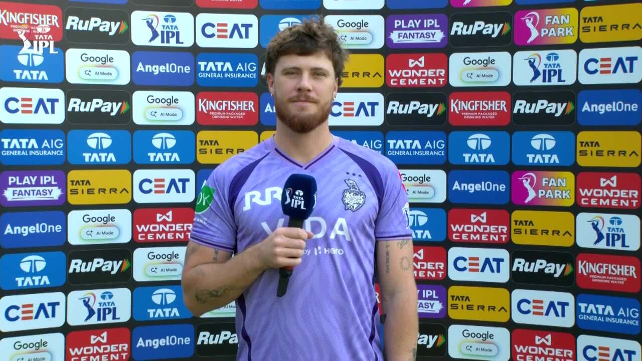 IPL 2026 M02: MI vs KKR - Finn Allen Interview background