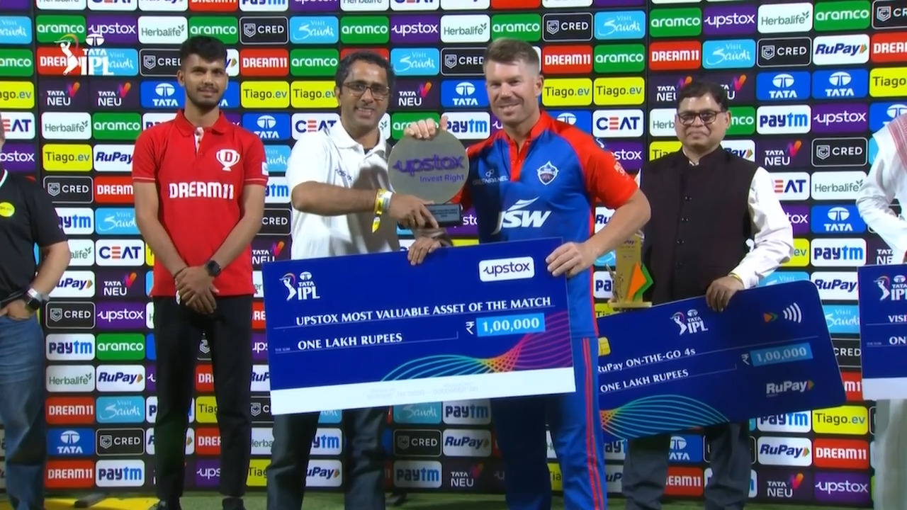 M28: DC vs KKR – Upstox most Valuable Asset of the Match – David Warner