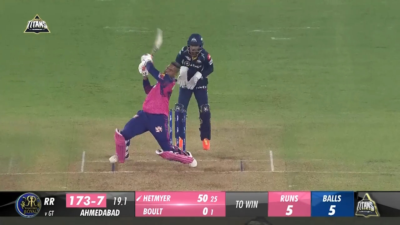 M23: GT vs RR – Shimron Hetmyer Six
