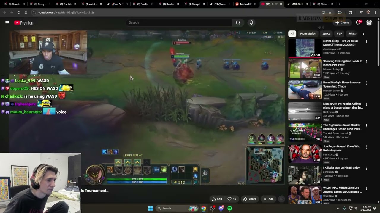 xQc watches marlons Hilarious League Gameplay