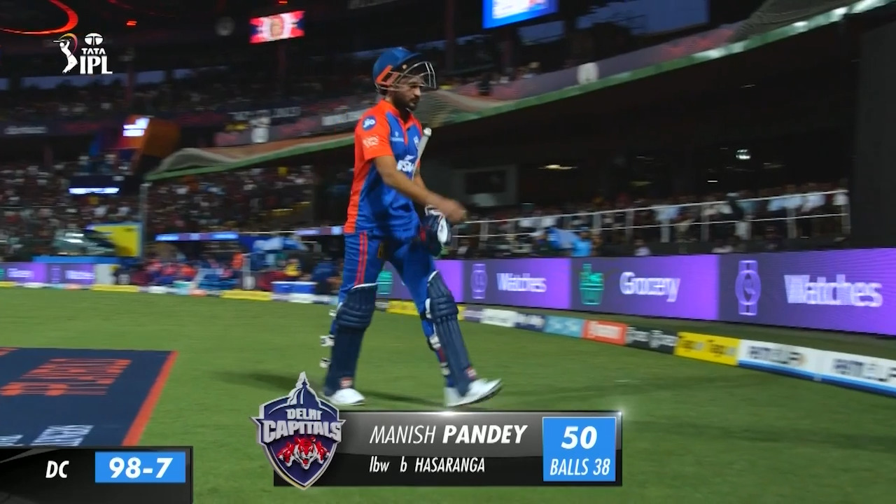 M20: RCB vs DC – Manish Pandey Wicket