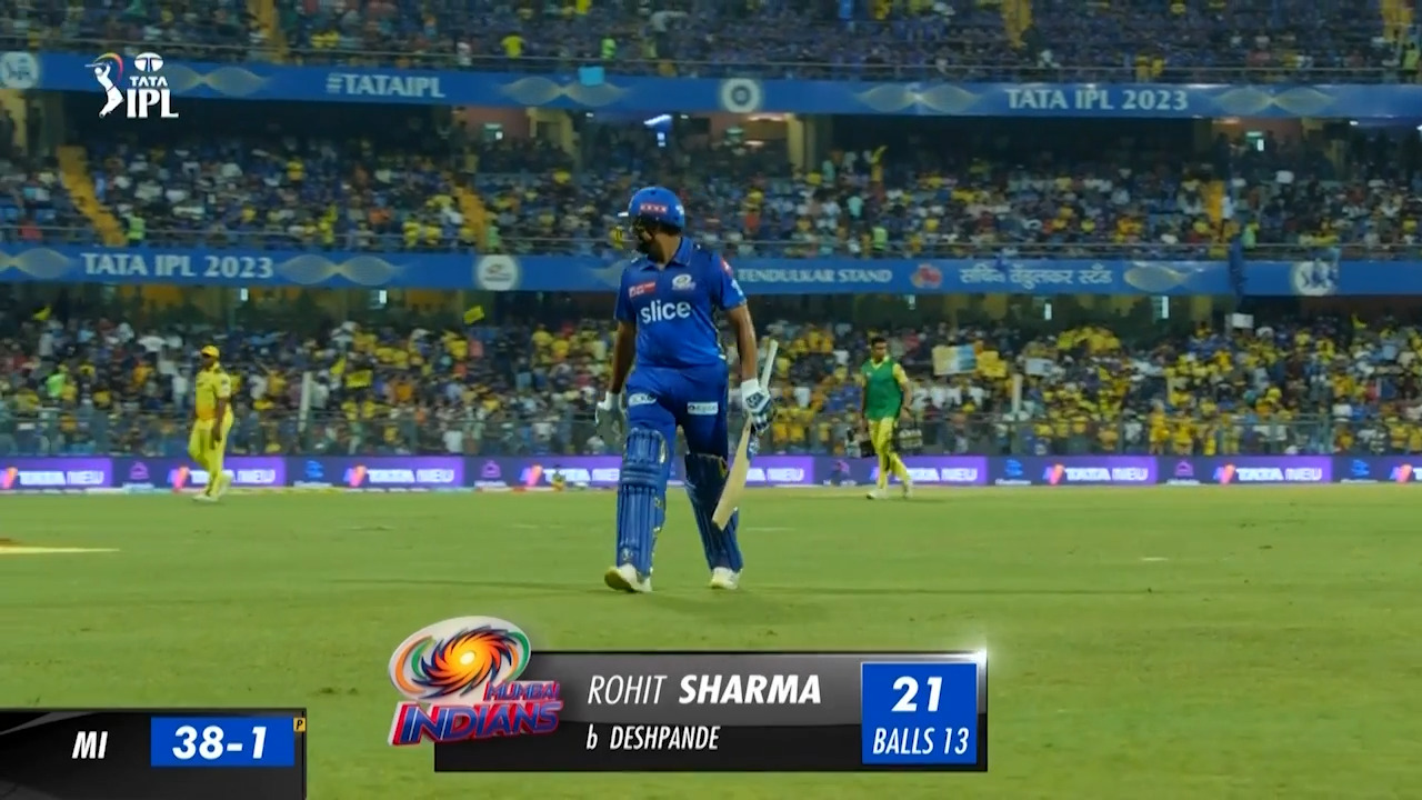 M12: MI vs CSK – Rohit Sharma Wicket background
