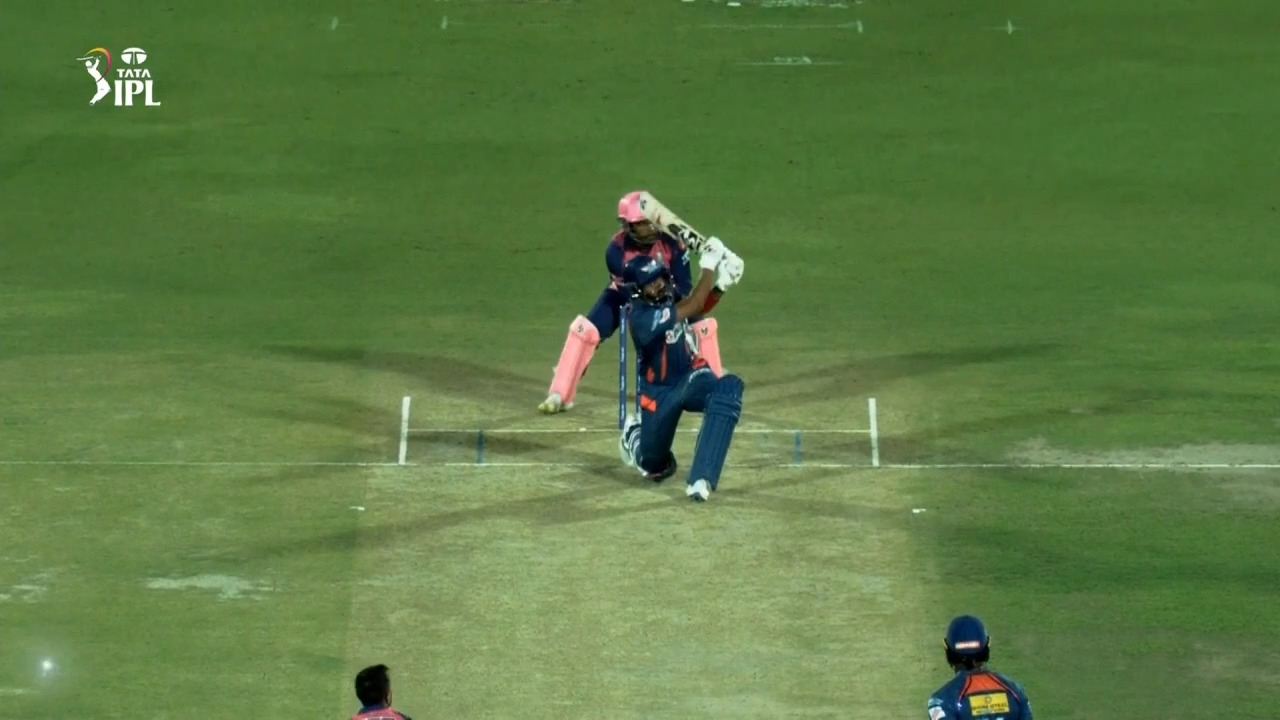 Hammered: KL Rahul smacks a 103m maximum