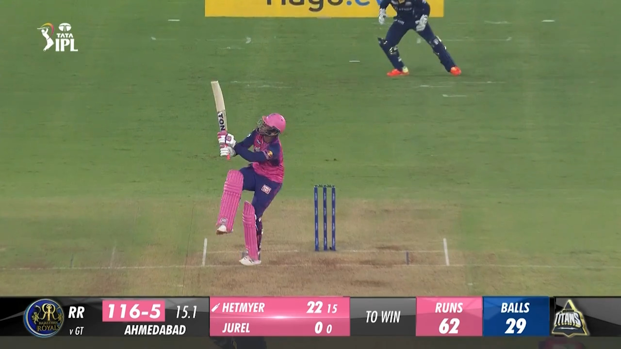M23: GT vs RR – Shimron Hetmyer Six