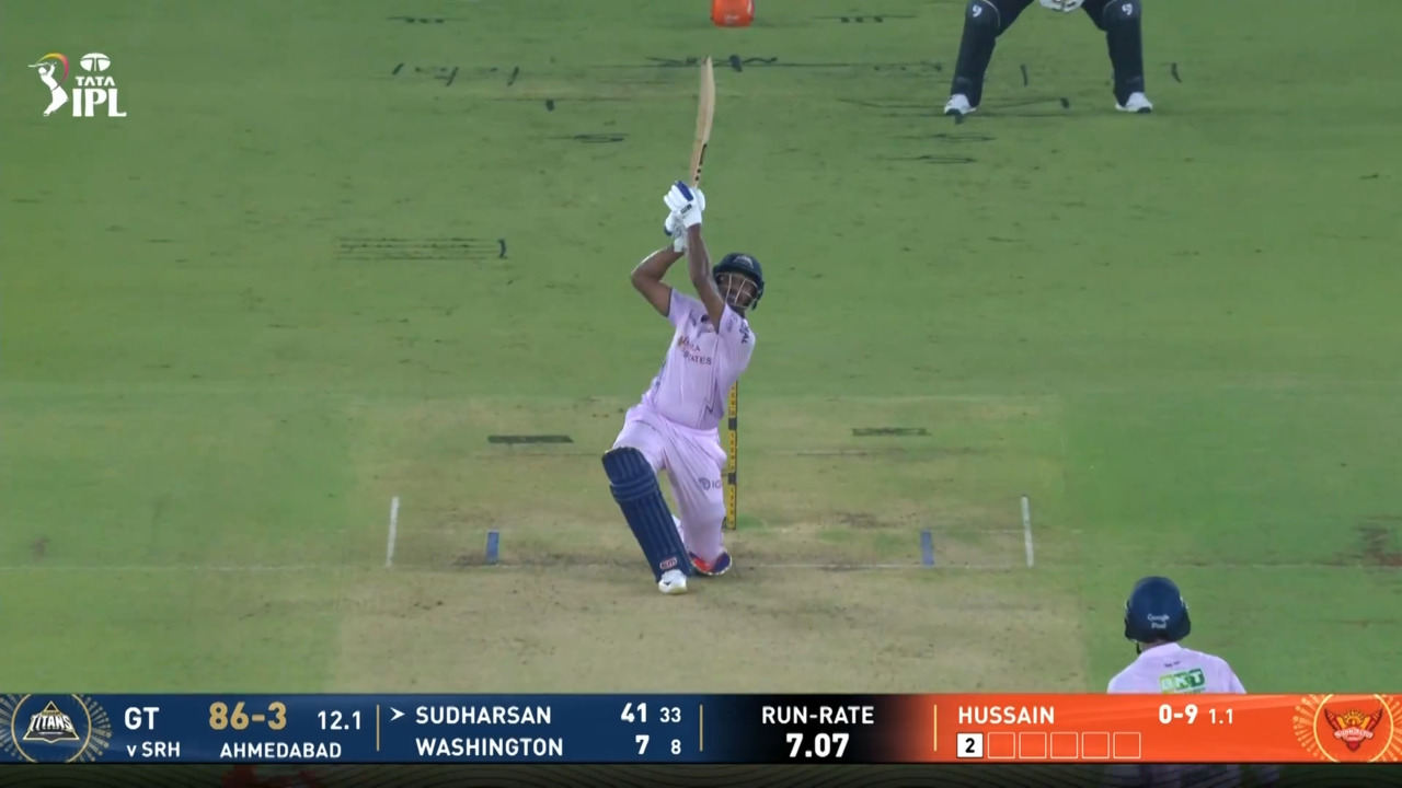 IPL 2026 M56: GT vs SRH - Sai Sudharsan Six background